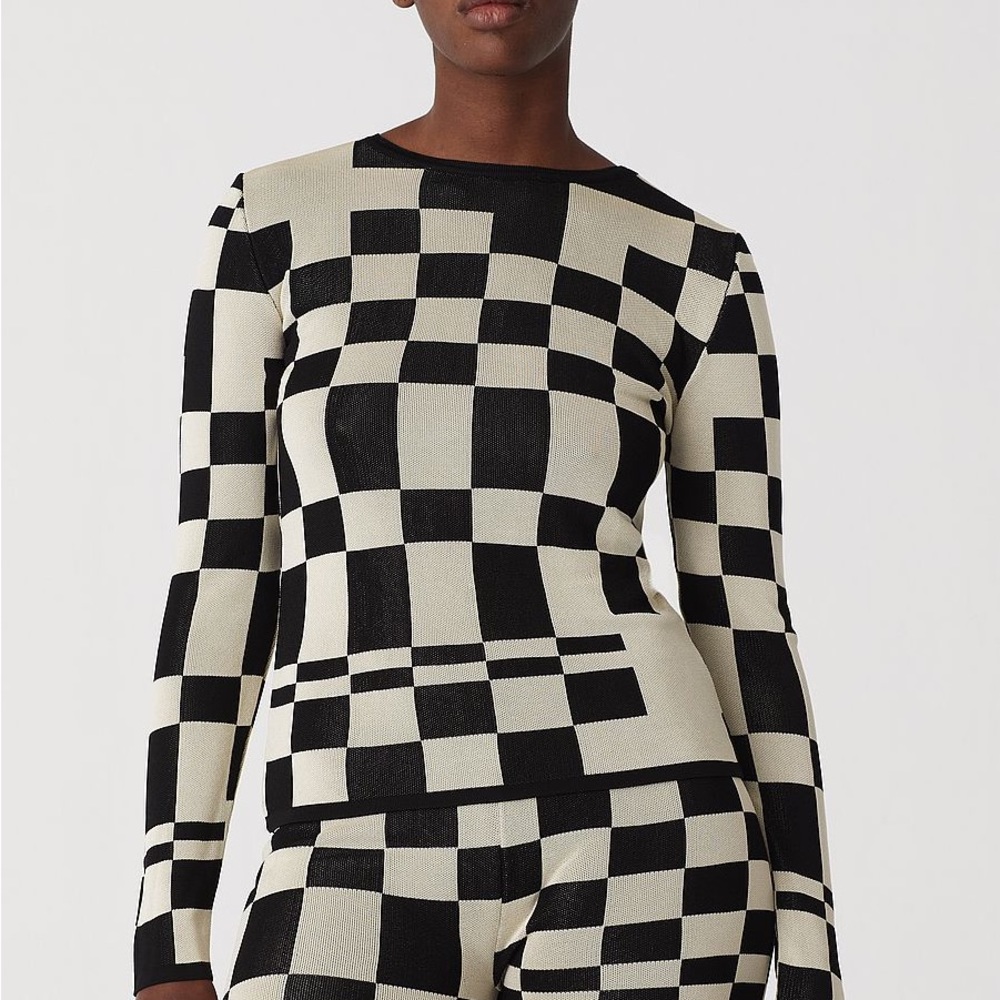 Paloma wool El Valle check jacquard knit top size medium. Worn once! 100% rayon.